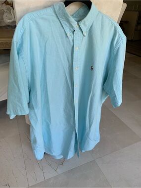 Polo by Ralph Lauren Light Blue Short-Sleeve Oxford Button-Down